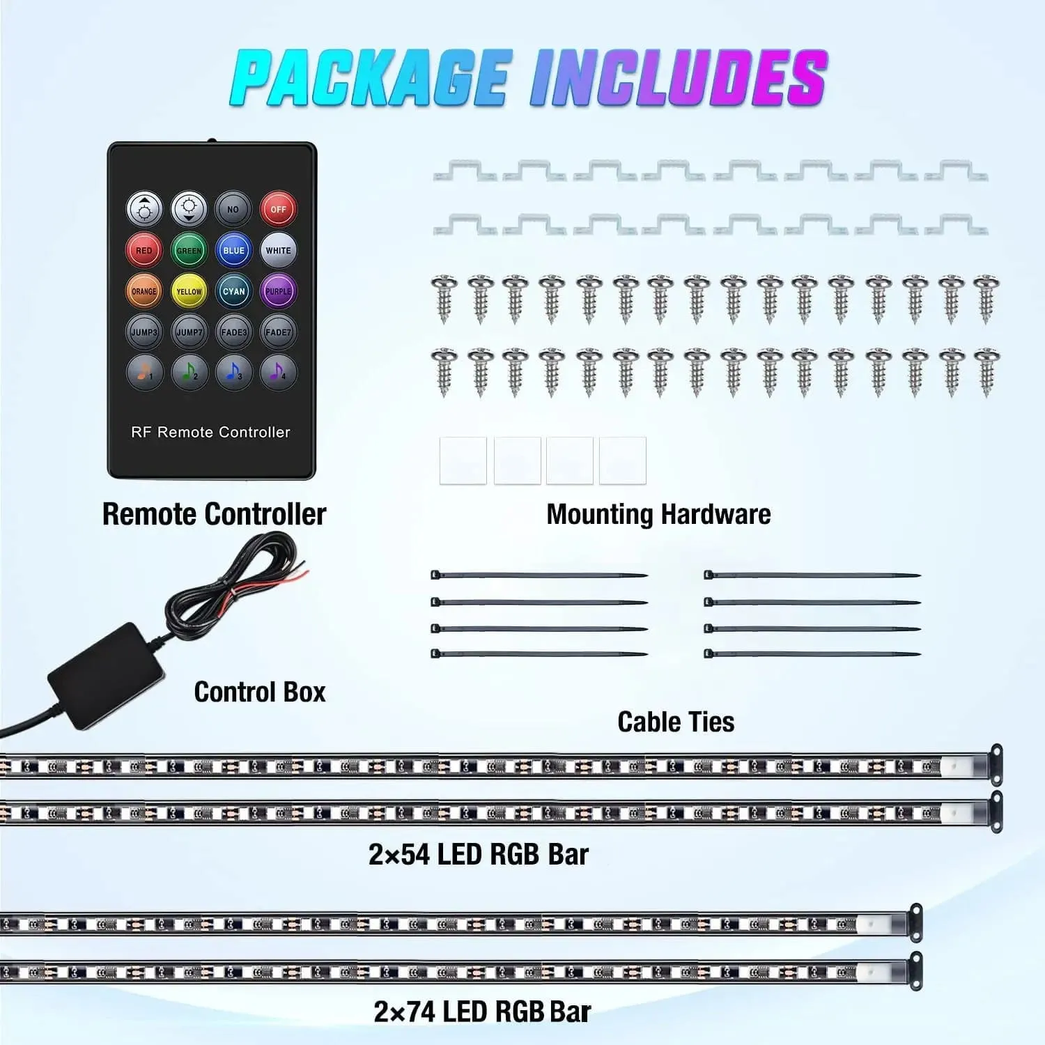 256Leds RGB Underglow Neon APP Remote Control Led Strip Light 4PCS