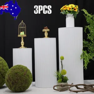 3x Metal Wedding Plinths | Cylinder Pedestal Stand | Ripple Cake Dessert Display