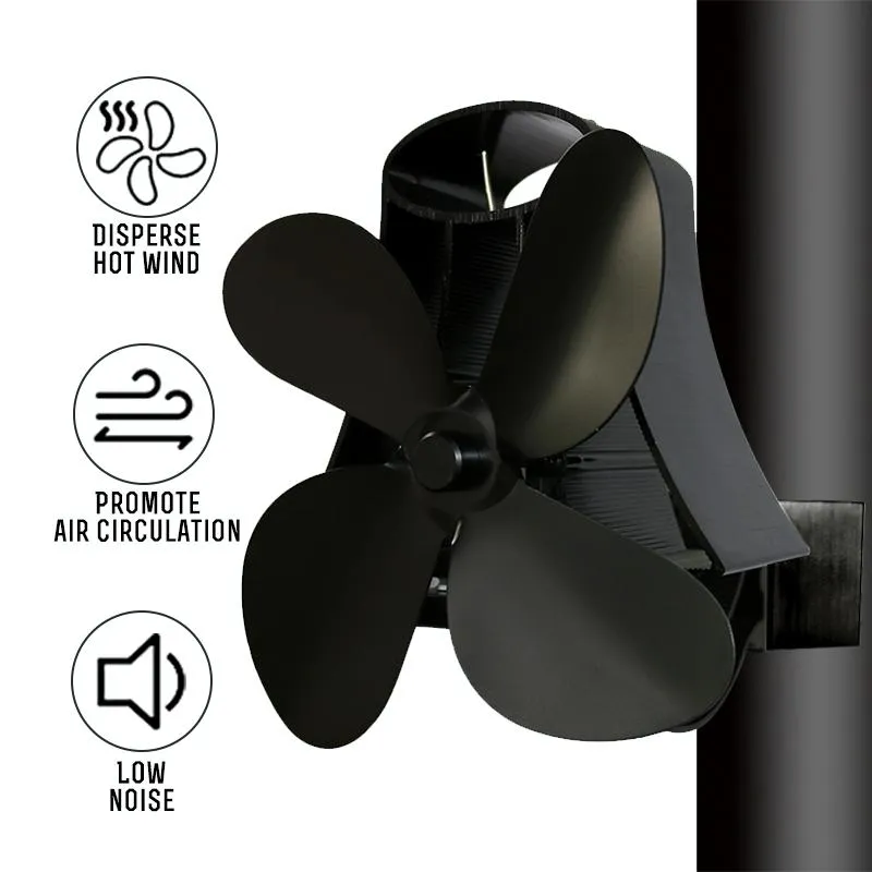 4-Blade Fireplace Stove Fan | Heat Powered | Aluminum (Variant 2)