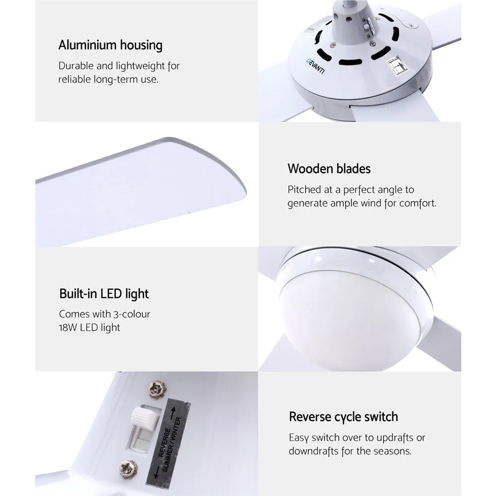 52'' Ceiling Fan w/Light & Remote | White