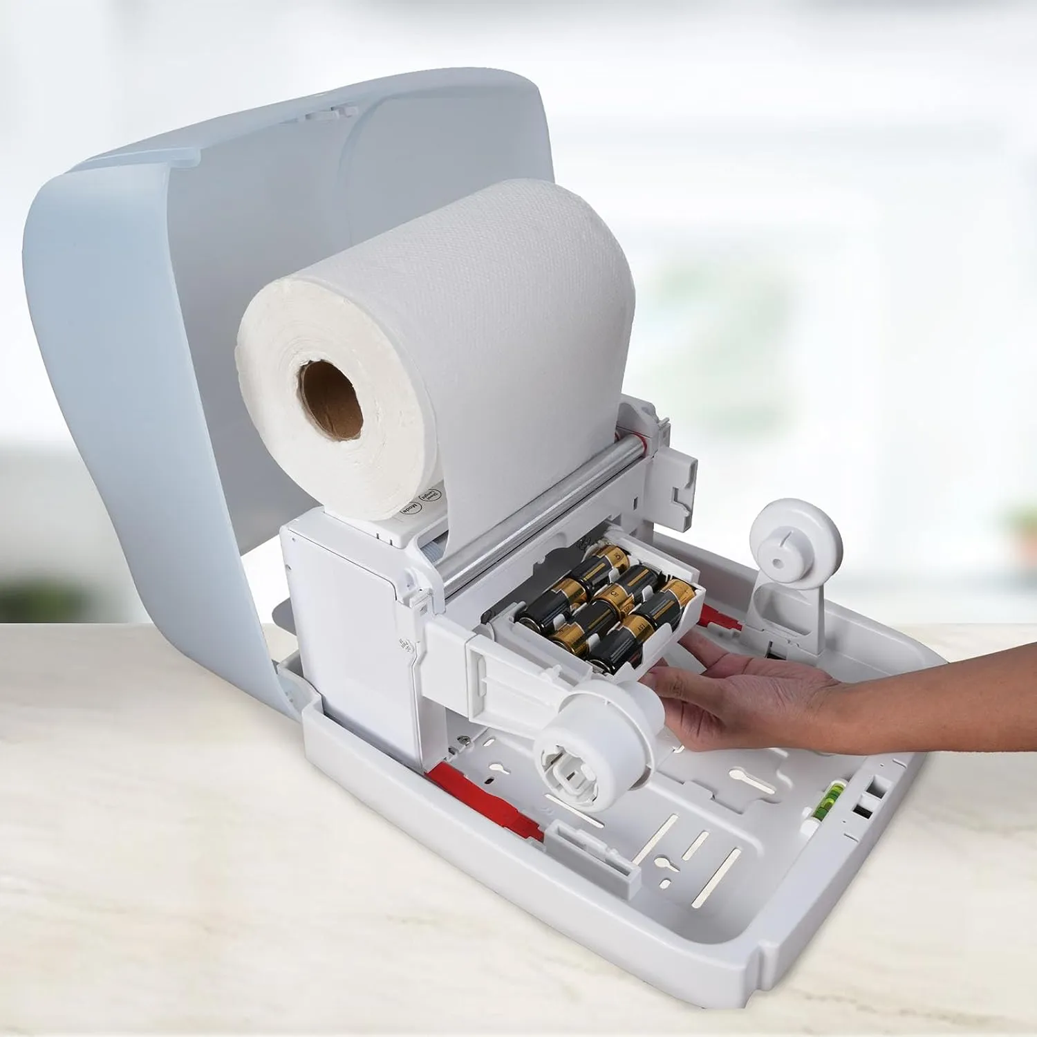 Automatic Tissue Towel Dispenser Wall Mount, Commercial Touchless Hand Towel Holder with Lock, 8 Inch Roll