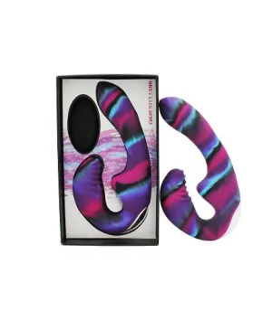 Colourful Camo Tandem Remote Control Strapless Strapon Blue