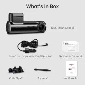 Dash Cam D100 2K 1440P Car DVR Built in GPS Wifi Voice Control 24H Parking Monitor Night Vision Dash Cam for Cars  