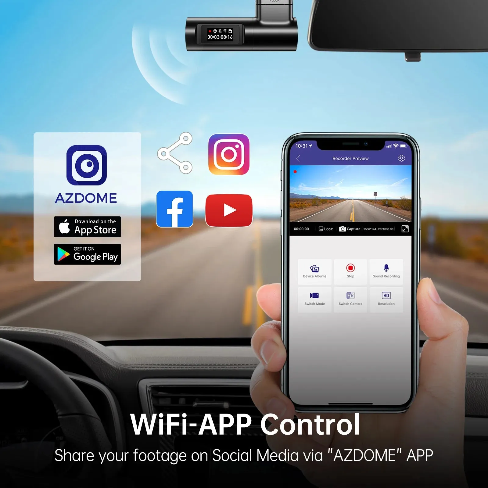 Dash Cam D100 2K 1440P Car DVR Built in GPS Wifi Voice Control 24H Parking Monitor Night Vision Dash Cam for Cars  