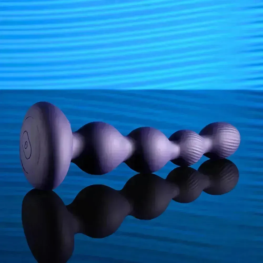 Evolved PLEASURE ORBIT - Navy  17.8 cm USB Rechargeable Twirling & Vibrating Anal Beads with Remote
