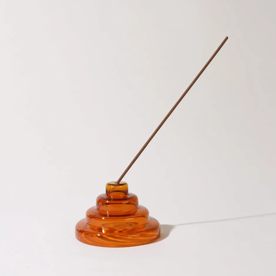 Glass Meso Incense Holder (Amber)