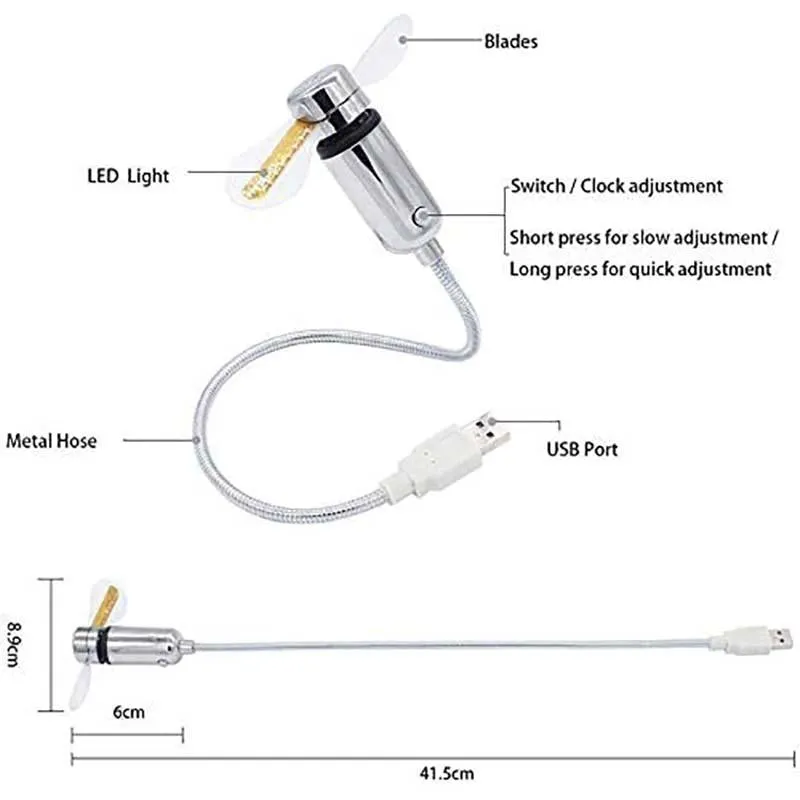 Hot SaleUSB Fan with LED Clock Lighting