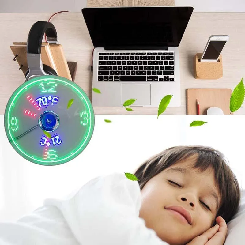 Hot SaleUSB Fan with LED Clock Lighting
