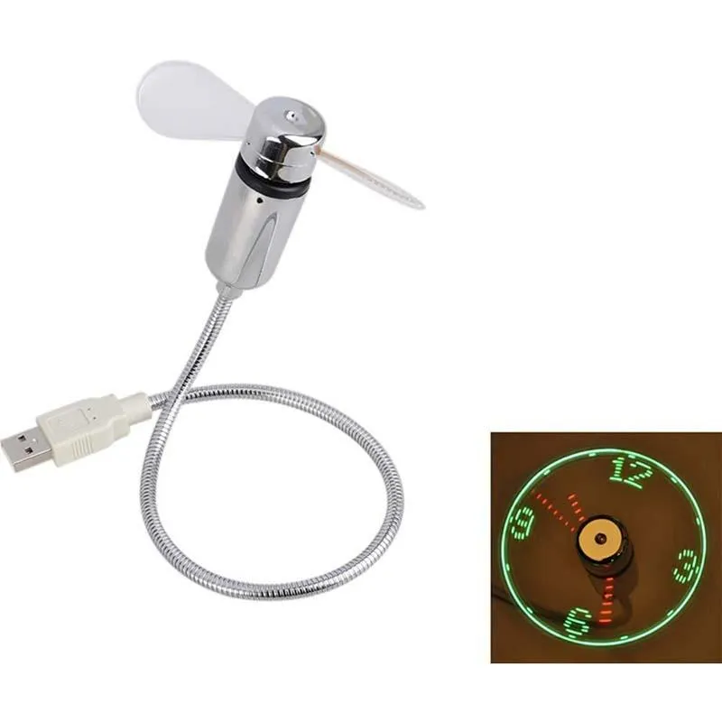 Hot SaleUSB Fan with LED Clock Lighting