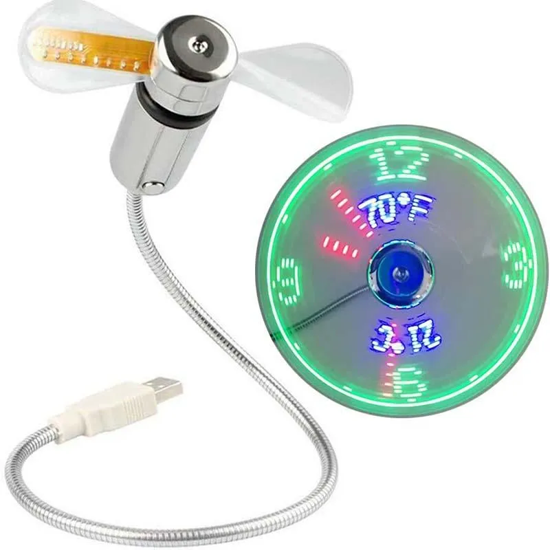 Hot SaleUSB Fan with LED Clock Lighting