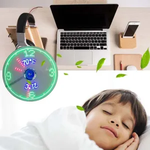 Hot SaleUSB Fan with LED Clock Lighting