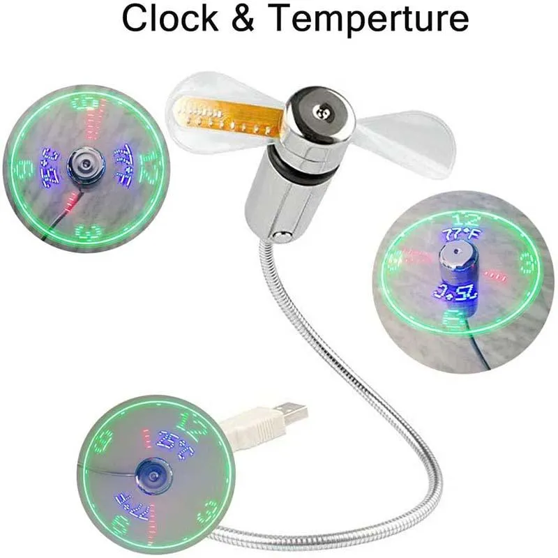 Hot SaleUSB Fan with LED Clock Lighting