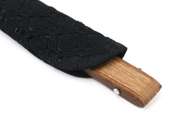 Japanese Sensu Foldable fan with a Fan bag / Black, Lace