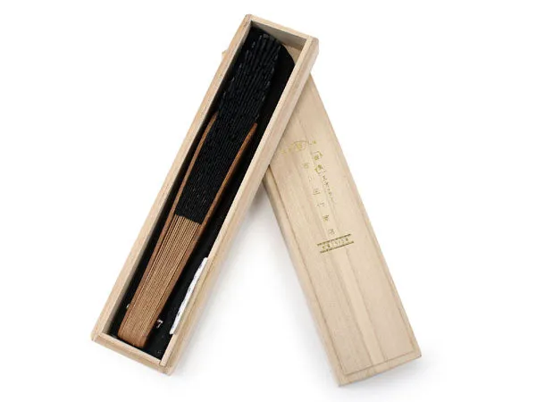 Japanese Sensu Foldable fan with a Fan bag / Black, Lace