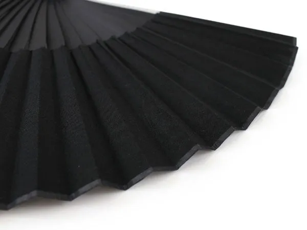 Japanese Sensu Foldable fan with a Fan bag / , Black, Plain, Ruler