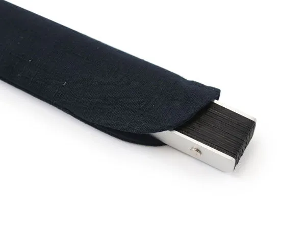 Japanese Sensu Foldable fan with a Fan bag / , Black, Plain, Ruler