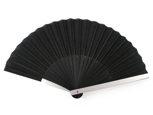 Japanese Sensu Foldable fan with a Fan bag / , Black, Plain, Ruler