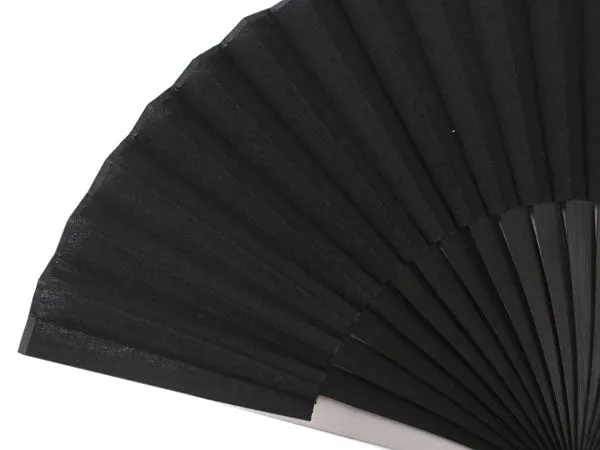 Japanese Sensu Foldable fan with a Fan bag / , Black, Plain, Ruler
