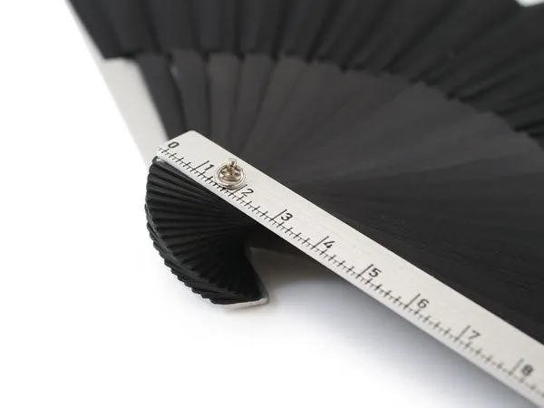 Japanese Sensu Foldable fan with a Fan bag / , Black, Plain, Ruler