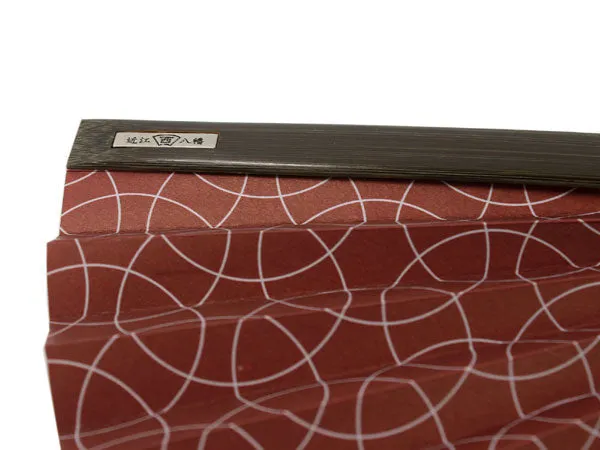 Japanese Sensu Foldable fan with a Fan bag / Deep red, Lattice pattern