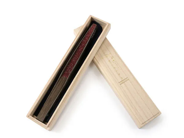 Japanese Sensu Foldable fan with a Fan bag / Deep red, Lattice pattern