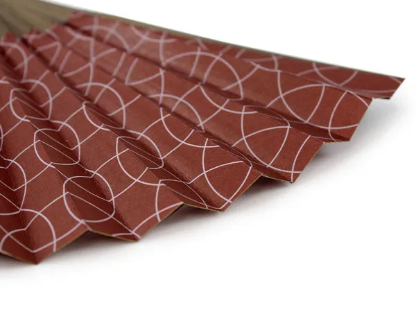 Japanese Sensu Foldable fan with a Fan bag / Deep red, Lattice pattern