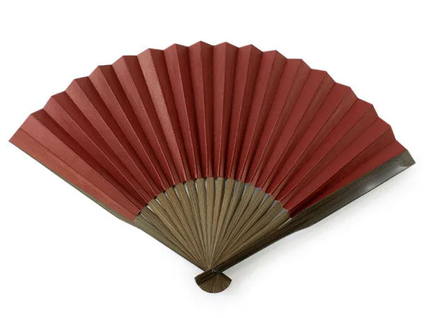 Japanese Sensu Foldable fan with a Fan bag / Deep red, Lattice pattern