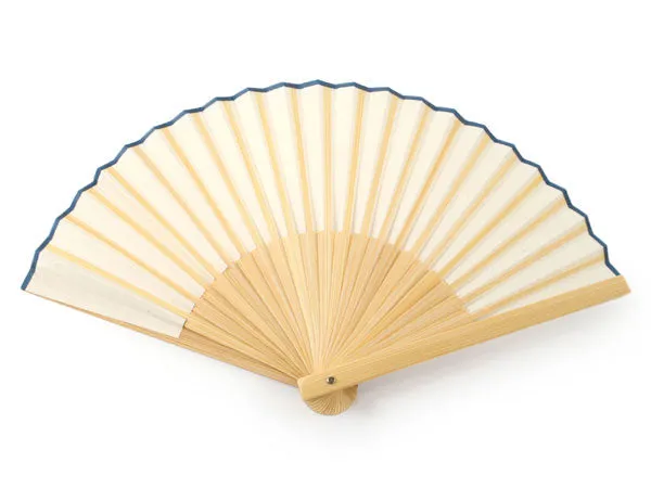 Japanese Sensu Foldable fan with a Fan bag / Ecru, Plain, Ruler