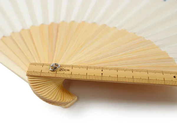 Japanese Sensu Foldable fan with a Fan bag / Ecru, Plain, Ruler