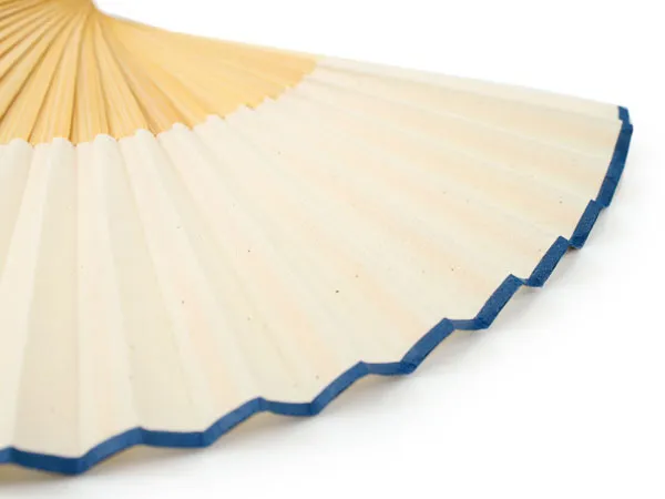 Japanese Sensu Foldable fan with a Fan bag / Ecru, Plain, Ruler