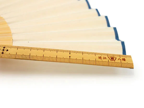 Japanese Sensu Foldable fan with a Fan bag / Ecru, Plain, Ruler