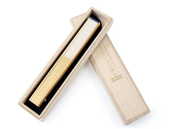 Japanese Sensu Foldable fan with a Fan bag / Ecru, Plain, Ruler