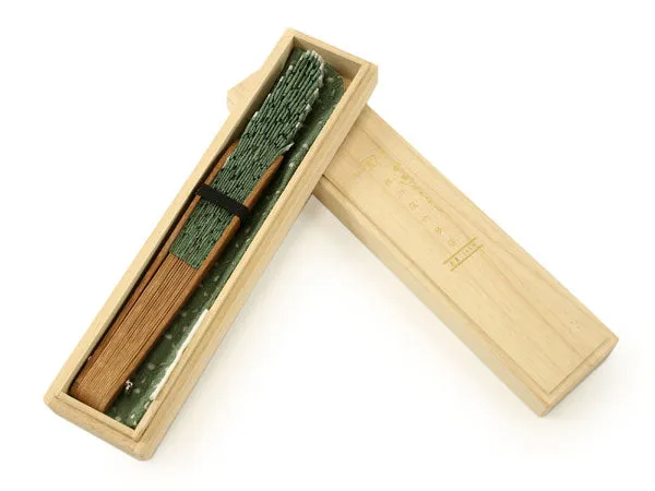 Japanese Sensu Foldable fan with a Fan bag / Green, Lace