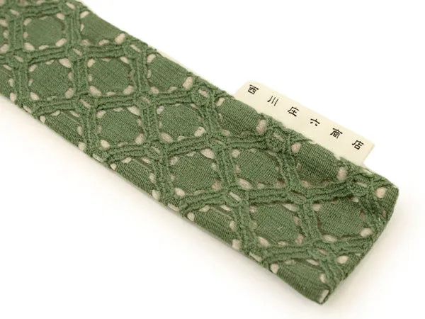 Japanese Sensu Foldable fan with a Fan bag / Green, Lace