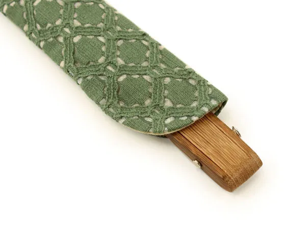 Japanese Sensu Foldable fan with a Fan bag / Green, Lace