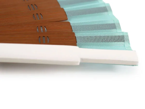 Japanese Sensu Foldable fan with a Fan bag / Light blue, Plain, mini