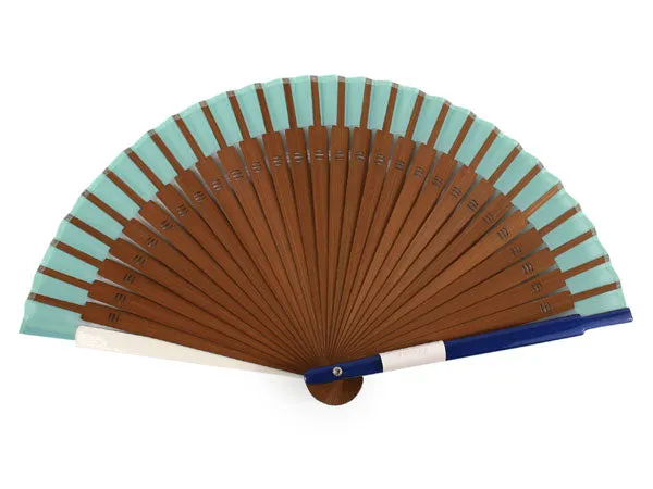 Japanese Sensu Foldable fan with a Fan bag / Light blue, Plain, mini