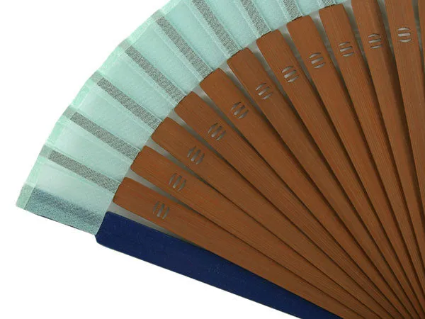Japanese Sensu Foldable fan with a Fan bag / Light blue, Plain, mini
