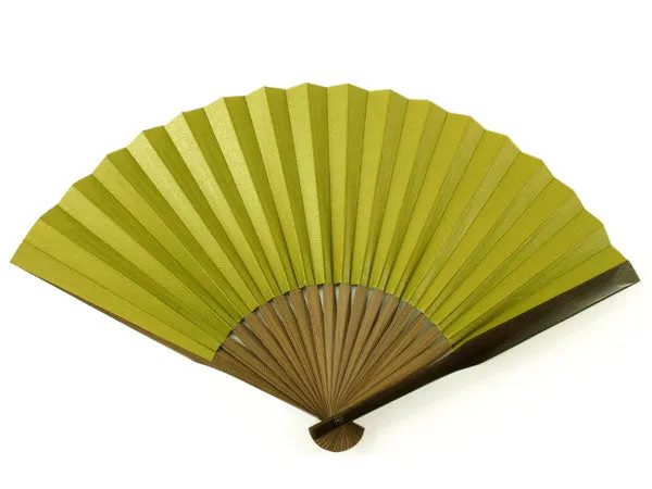 Japanese Sensu Foldable fan with a Fan bag / Matcha green, Lattice pattern