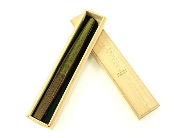 Japanese Sensu Foldable fan with a Fan bag / Matcha green, Lattice pattern