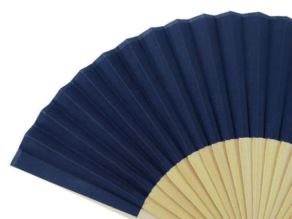 Japanese Sensu Foldable fan with a Fan bag / Navy, Plain, Ruler