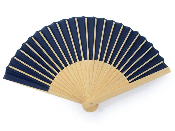 Japanese Sensu Foldable fan with a Fan bag / Navy, Plain, Ruler