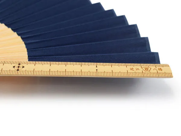 Japanese Sensu Foldable fan with a Fan bag / Navy, Plain, Ruler