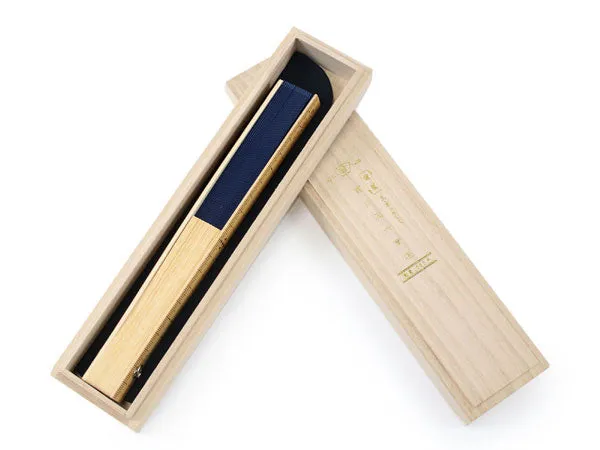 Japanese Sensu Foldable fan with a Fan bag / Navy, Plain, Ruler