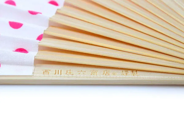 Japanese Sensu Foldable fan with a Fan bag / Red, Dot pattern, Sea bream