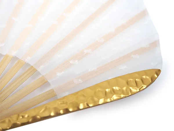 Japanese Sensu Foldable fan with a Fan bag / White, Dot pattern