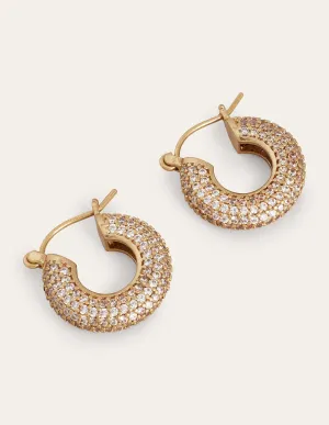Pavé Hoop Earrings-Gold