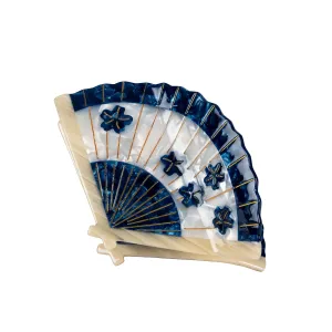 Regency Fan Hair Claw Clip in Blue