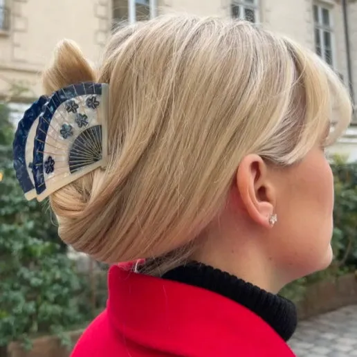 Regency Fan Hair Claw Clip in Blue