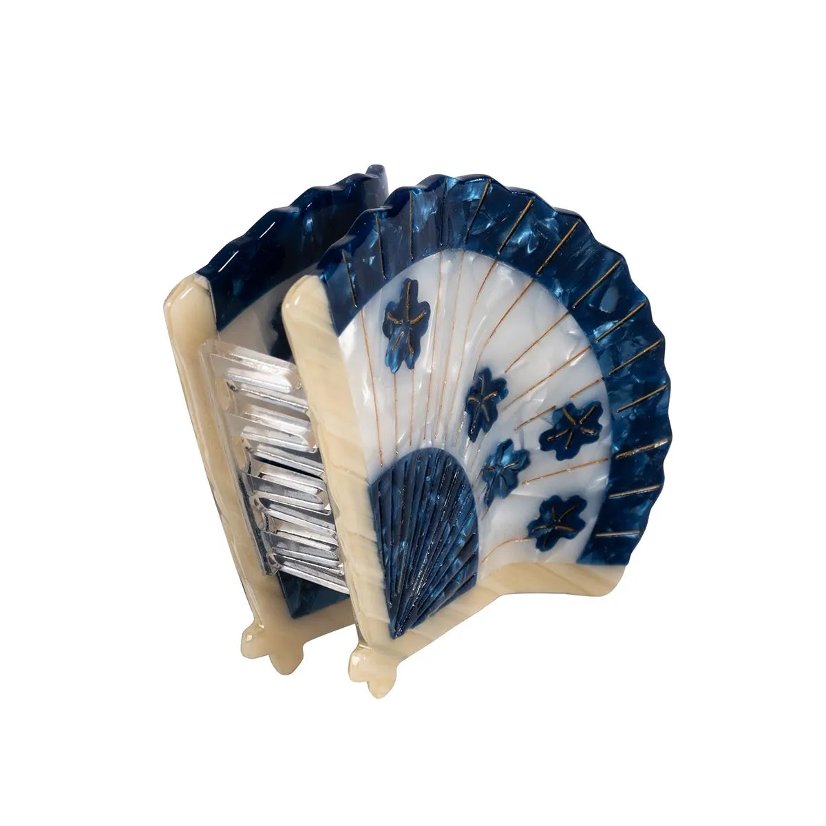 Regency Fan Hair Claw Clip in Blue